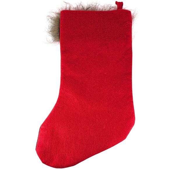 Buffalo Plaid Christmas Stocking Faux Fur Cuff 15" Holiday Decor Red Black - Picture 2 of 8